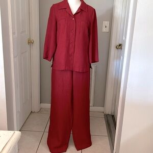 Chapter One Sportswear Inc. jacket and pants set in dark red, size 8